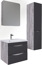 Grossman Мебель для ванной Талис 60 подвесная бетон пайн/графит матовый – фотография-2